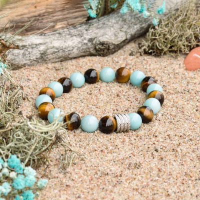 Amazonite and Tiger Eye Bracelet