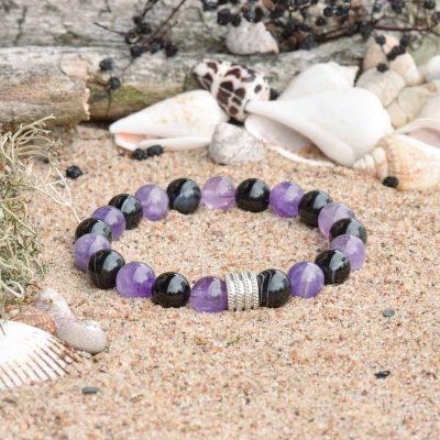 Black Agate and Amethyst Bracelet
