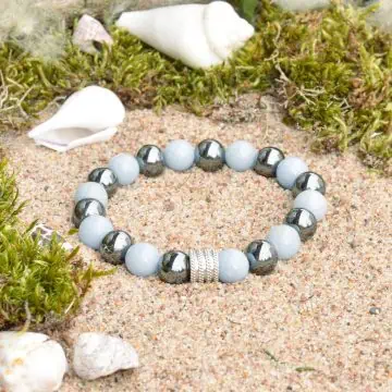 Angelite and Hematite Bracelet