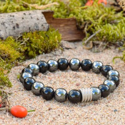Black Obsidian and Hematite Bracelet