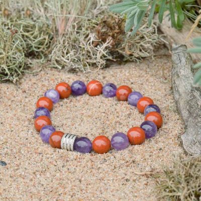 Amethyst and Red Jasper Bracelet