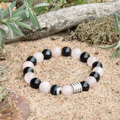 Black Agate and Rose Quartz Bracelet