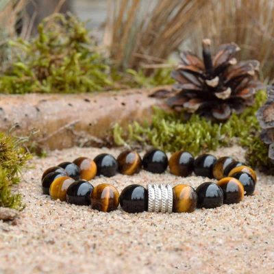 Black Obsidian and Tiger Eye Bracelet