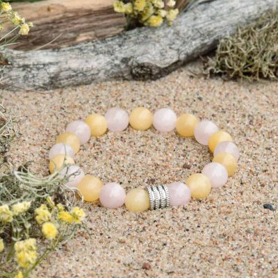 Calcite and Rose Quartz Bracelet