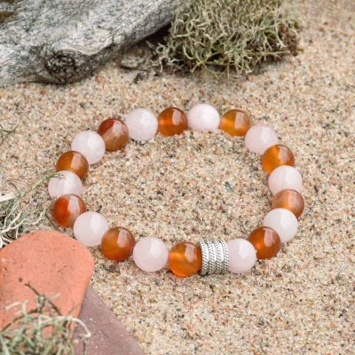 Pink Quartz and Carnelian Bracelet
