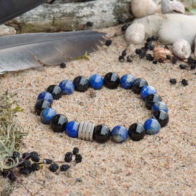 Black Agate and Lazurite Bracelet