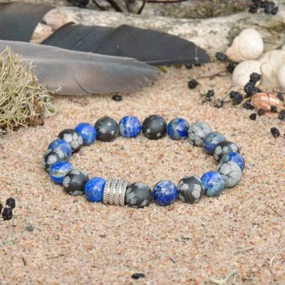 Snowflake Obsidian and Lazurite Bracelet