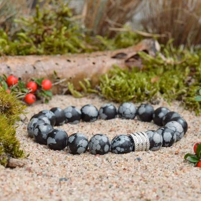 Snowflake obsidian bracelet
