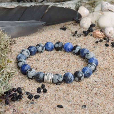 Snowflake Obsidian and Sodalite Bracelet