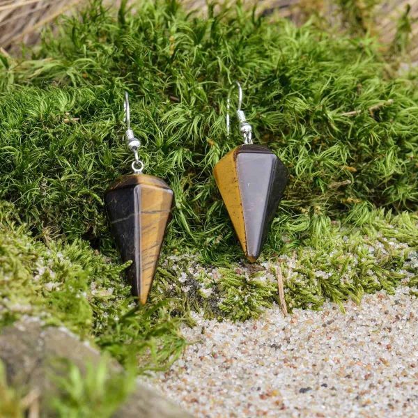 Tiger Eye Earrings (Pyramid)