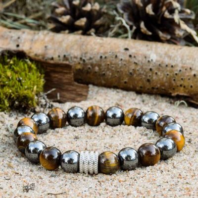 Tiger Eye and Hematite Bracelet