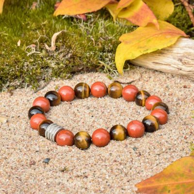 Tiger Eye and Red Jasper Bracelet