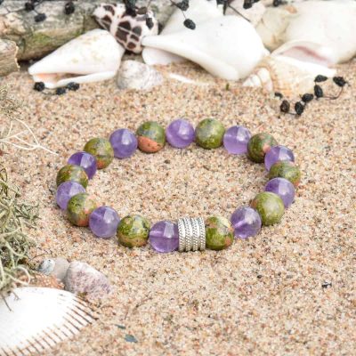 Amethyst and Unakite Bracelet