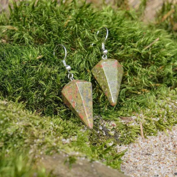 Unakite Earrings (Pyramid)