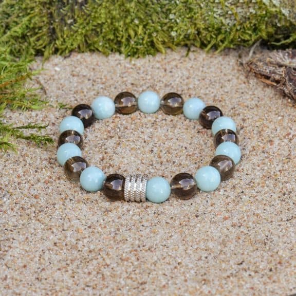 Amazonite and Smoky Quartz Bracelet