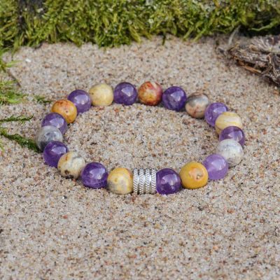Agate and Amethyst Bracelet with Lacework