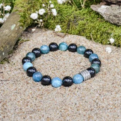 Apatite and Black Tourmaline (Sherlock) Bracelet
