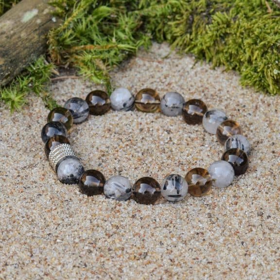 Smoky Quartz and Tourmaline Quartz Bracelet