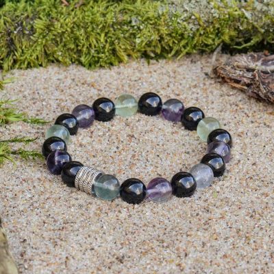 Black Tourmaline (Sherlock) and Fluorite Bracelet