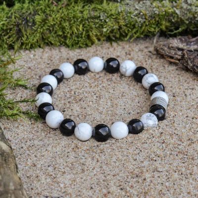 Black Obsidian and Howlite (Haulite) Bracelet