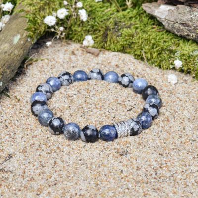 Kyanite and Snowflake Obsidian Bracelet