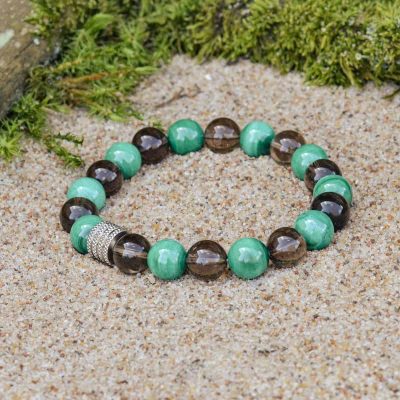 Malachite and Smoky Quartz Bracelet