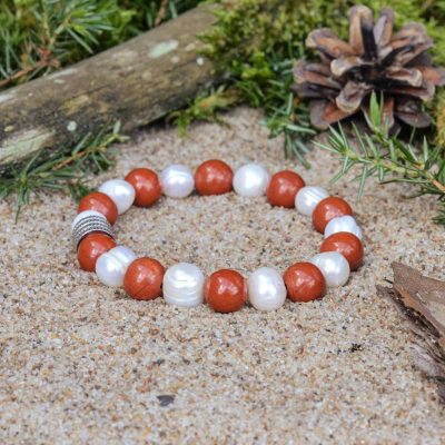 Pearl and Red Jasper Bracelet