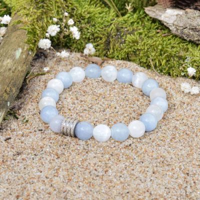 Selenite and Aquamarine Bracelet