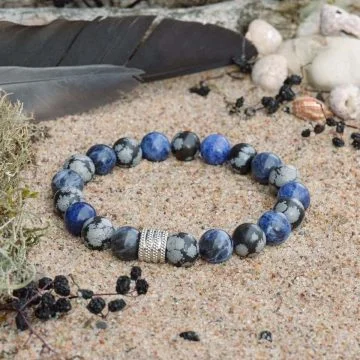 Snowflake Obsidian and Sodalite Bracelet