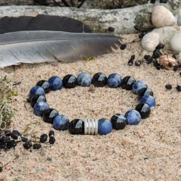 Sodalite and Black Agate Bracelet